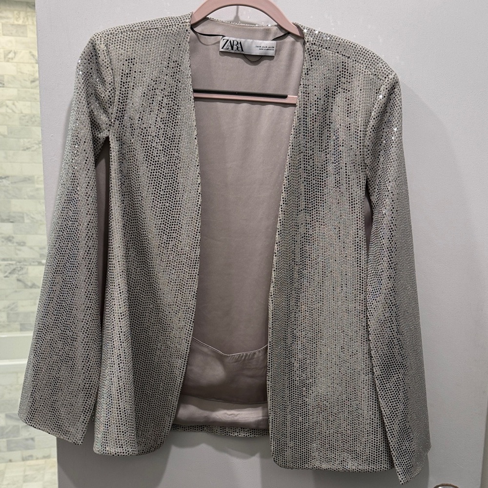Zara Metallic Silver Women's Cape Top